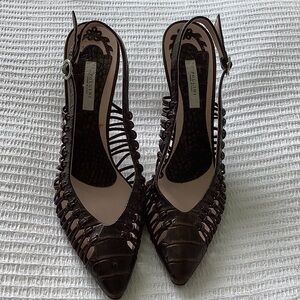 POLLINI brown leather heels
